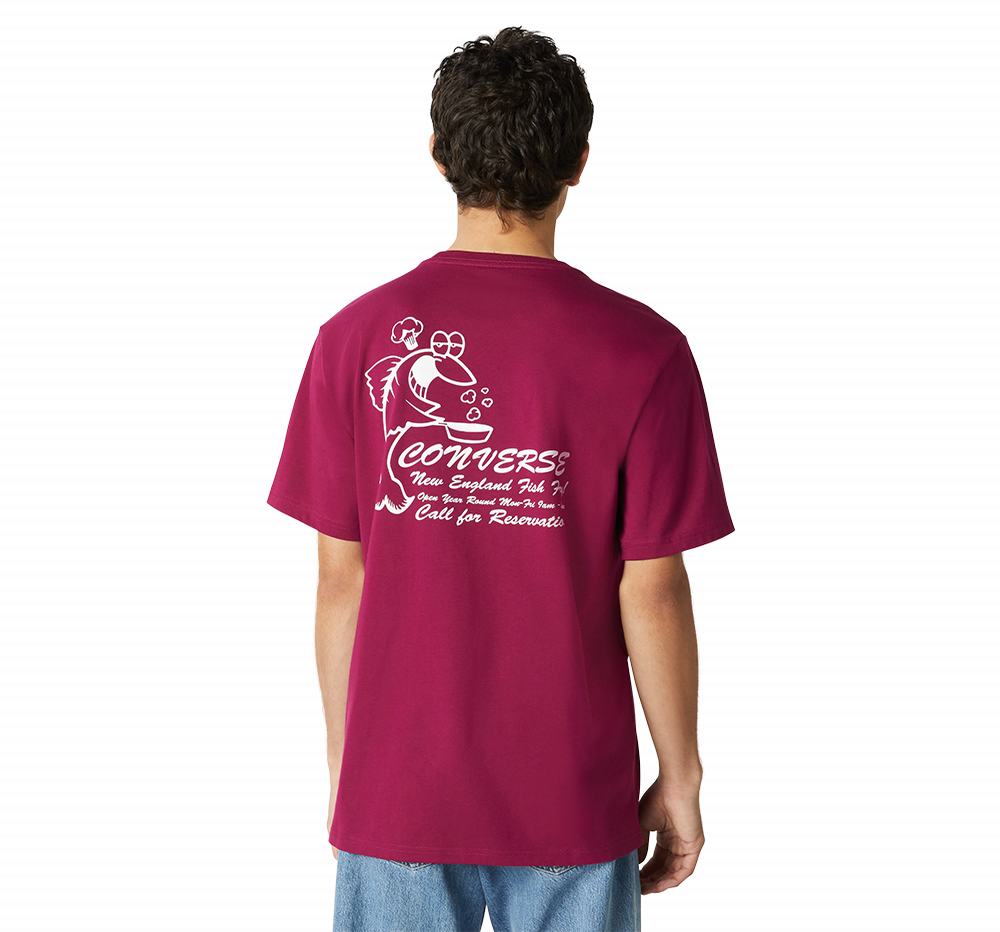 Camiseta Converse FISH FRY SHOP Homem Rosa Bordeaux 652718PHU
